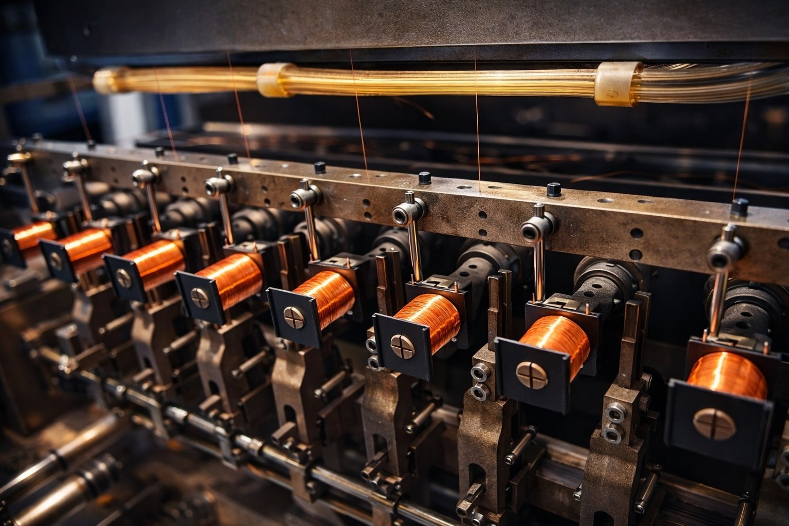 a factory production line for pneumatic solenoid coils