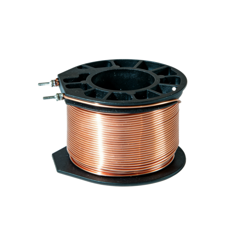 a close-up of copper wire being wound onto a solenoid coil bobbin