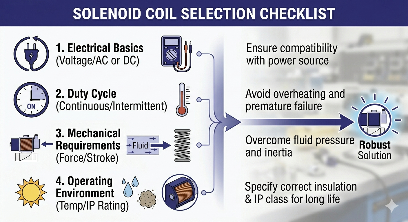 Checklist for choosing the right solenoid coil