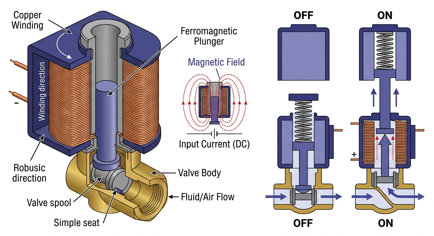 Solenoid coils for switching and proportional valves