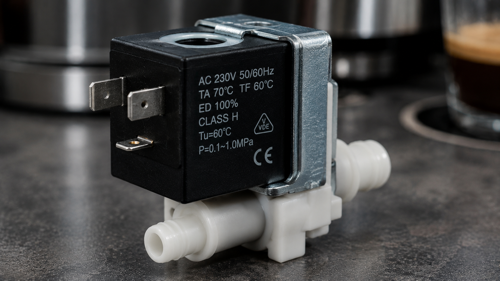 a close-up of a solenoid coil for a coffee machine