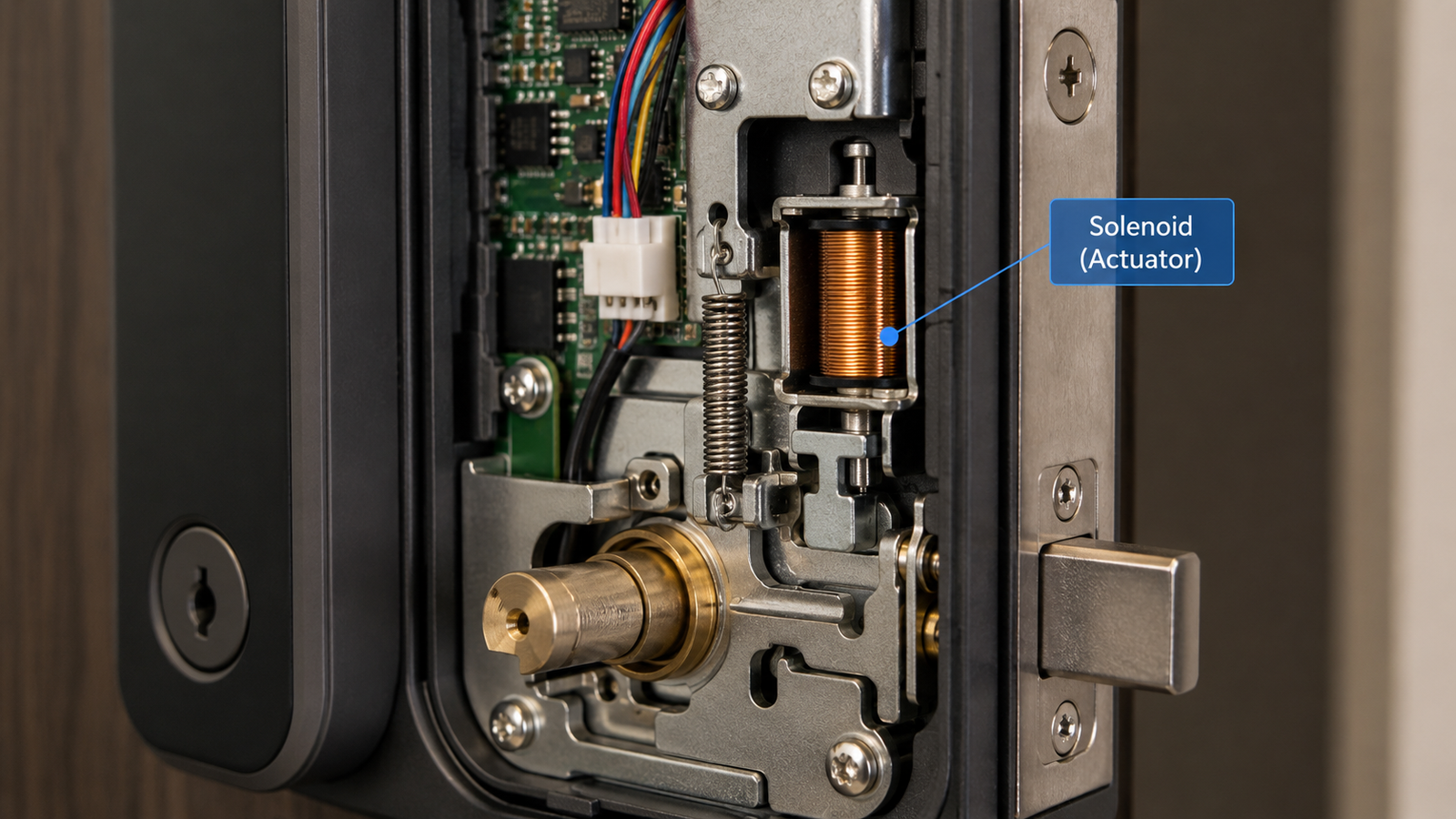 An industrial security gate held open by a continuous duty solenoid